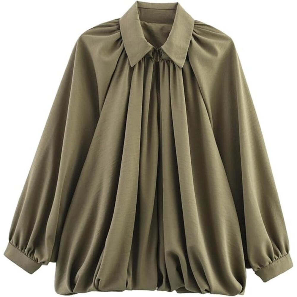 NEW Kissonic Bomber Jacket Size L Puffed Batwing Sleeve Zip Streetwear